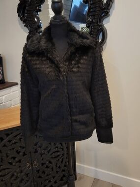 Katherine Barclay Black Faux Fur Teddy Jacket